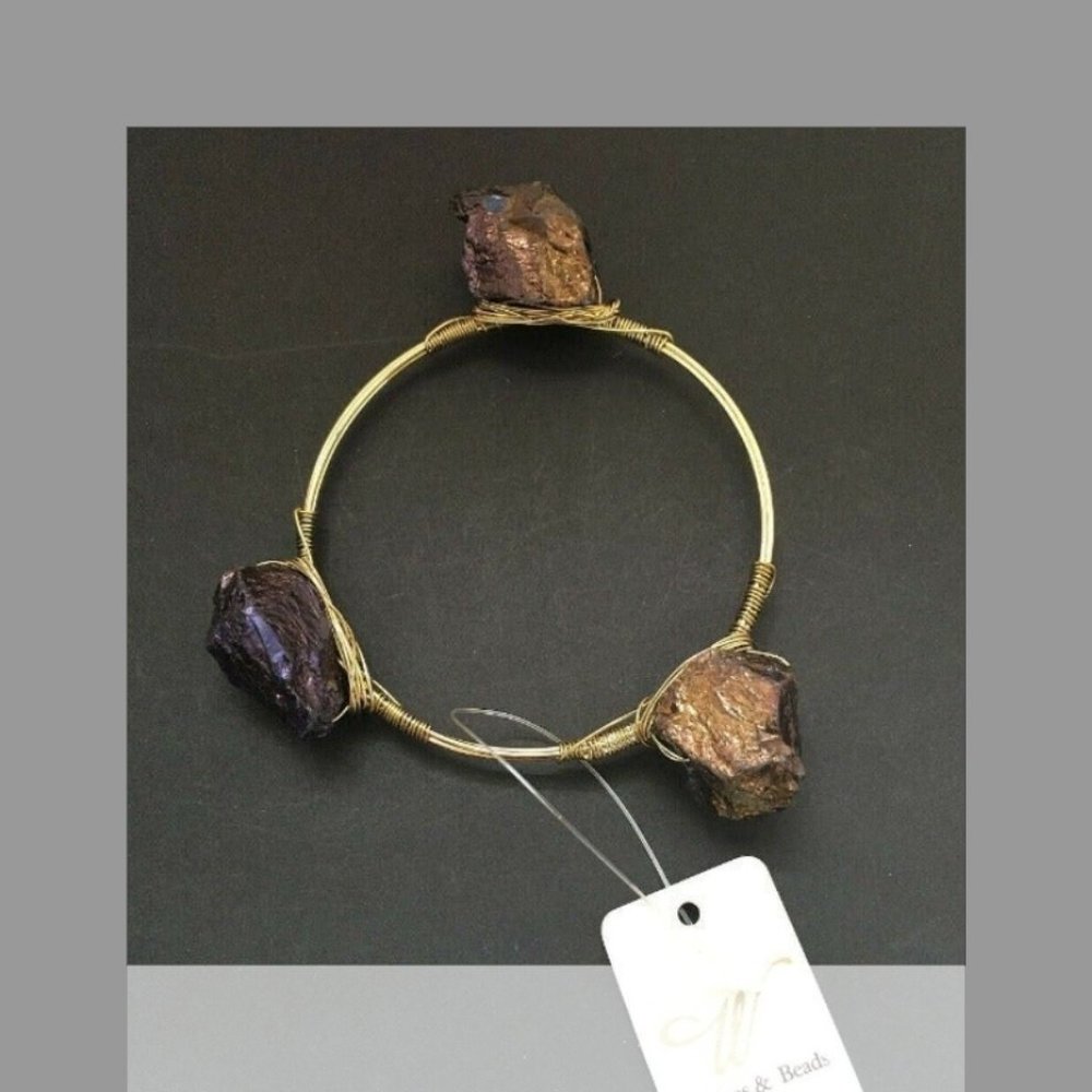 NEW!!! Purple Druzy Stone Gold-Tone Wired Cuff Bracelet